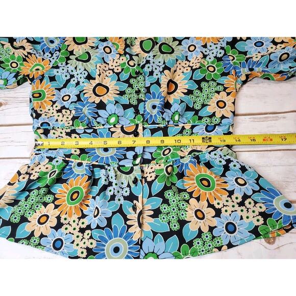 Cabi Womens Happy Top‎ Xs Retro Floral Bohemian Lightweight Peplum Flowers - Picture 10 of 12